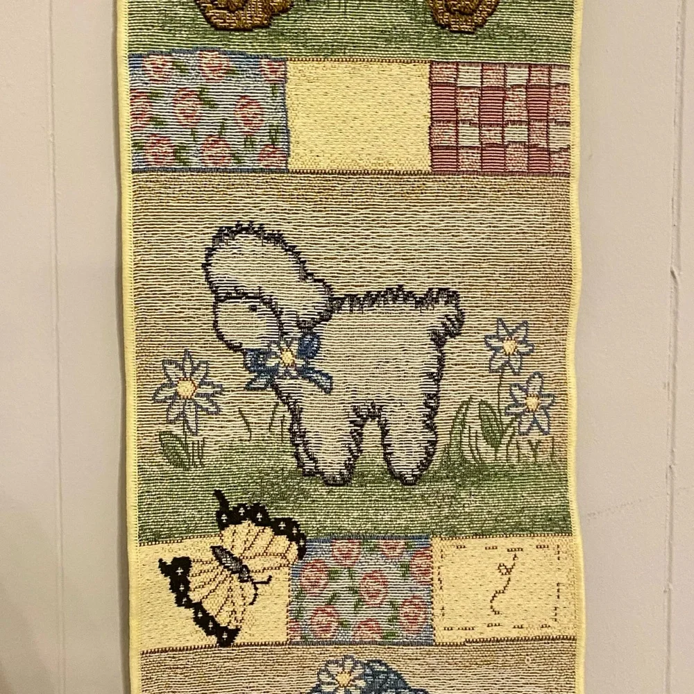 NWT‎ Vintage 90's Boyds Bear Daisy Field Bell Pull Wall Tapestry with Wooden Rod